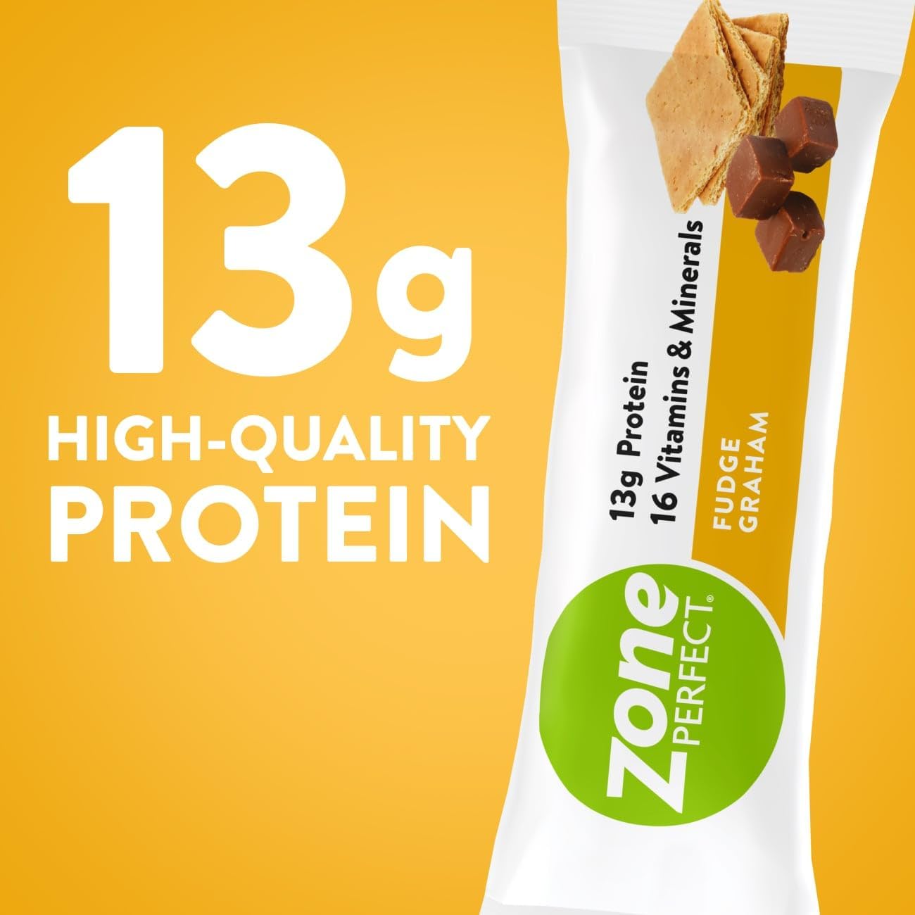 18 Bars Fudge Graham Protein Bars with 13g Protein E3463