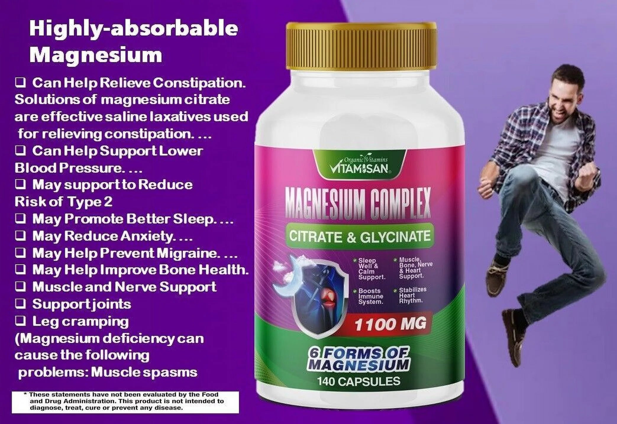 Magnesium Citrate Capsules 1100mg Per Serving 140 Capsules X956
