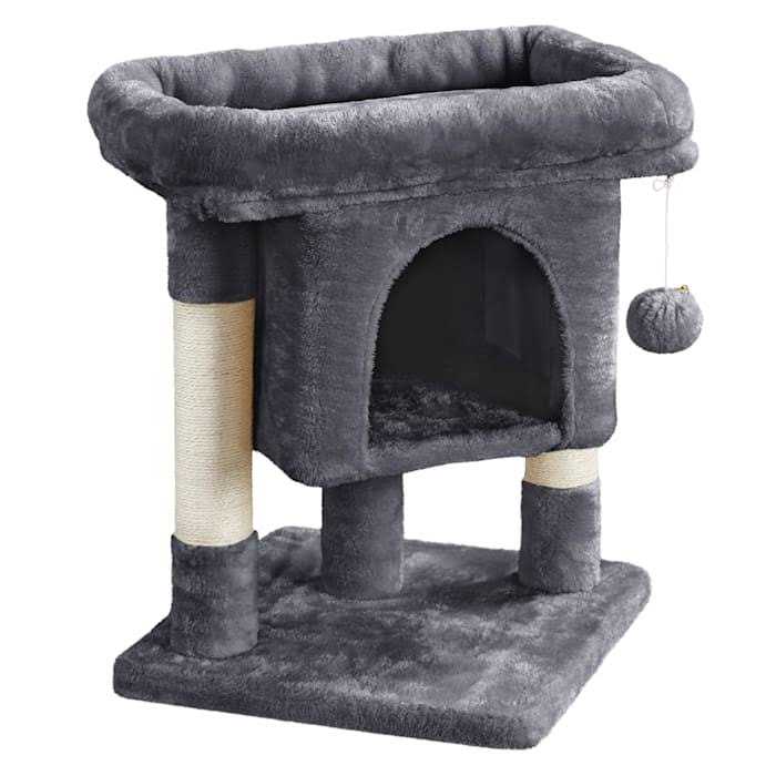 Gray 2-Level Small Cat Tree with Wide Perch B96802