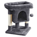 Gray 2-Level Small Cat Tree with Wide Perch B96802