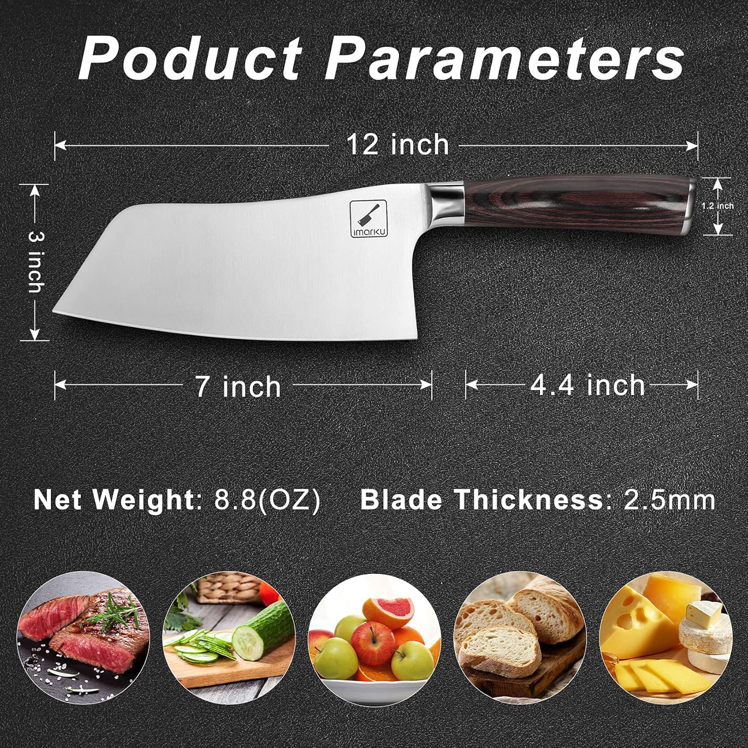 7 inch High Carbon Steel Santoku Knife and Cleaver R8031