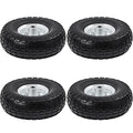 4 Pack 10-inch Black Flat Free Tire Wheels with 5/8-inch Ball Bearing Axle Bore W709