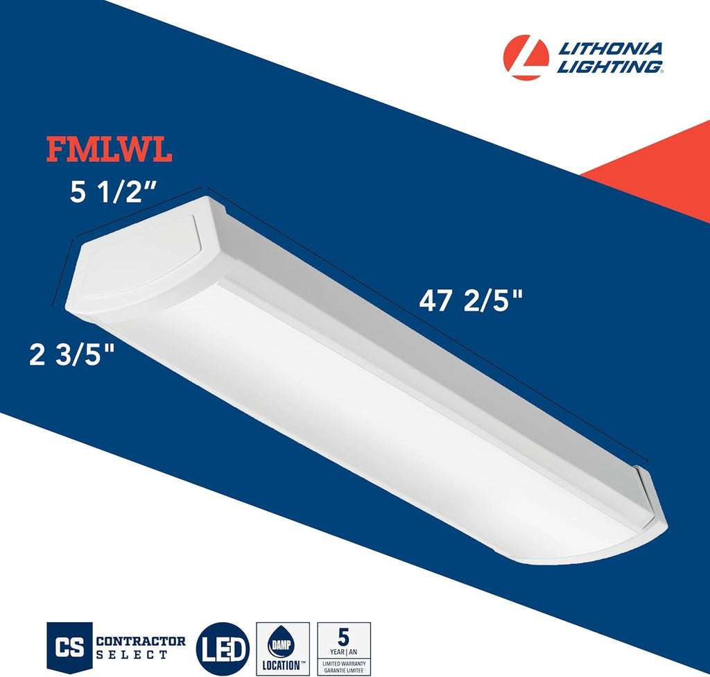 LED Flush Mount Ceiling Light, 4-Foot, 3000K-5000K Switchable Color Temperature X80108