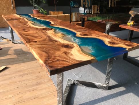 Live Edge Epoxy Dining Table (16.5" Tall, 48 x 24 Inches) H914324
