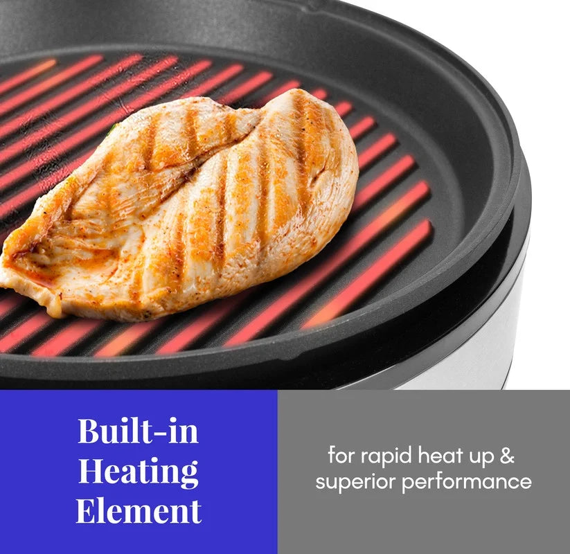 12" Indoor Electric BBQ Grill with Glass Lid Y5850