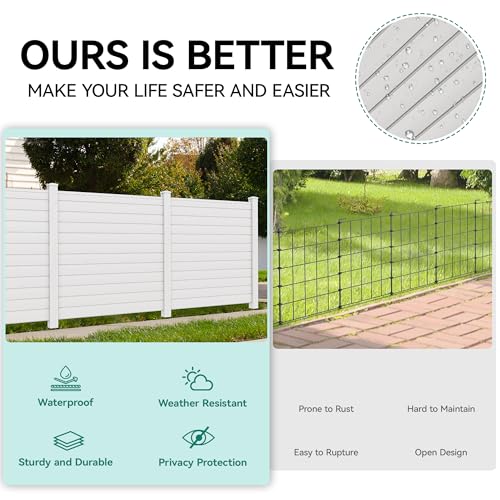50"W X 50"H Vinyl Air Conditioner Fence Privacy Screen with Metal Stakes (2 Panels) L9847