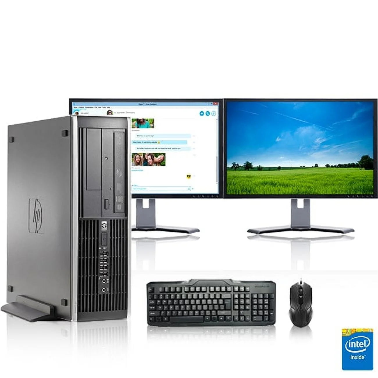 Restored Desktop Computer Tower PC 3.2 GHz Core i5 8GB 1TB HDD Windows 10 Home 19" Dual Monitor USB Mouse Keyboard E863629