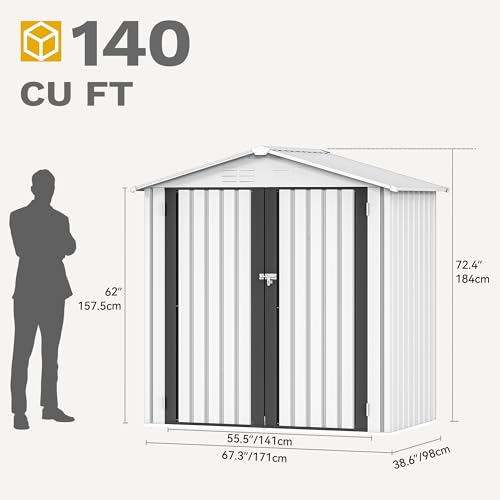 6x4ft Dark Gray Metal Storage Shed P978