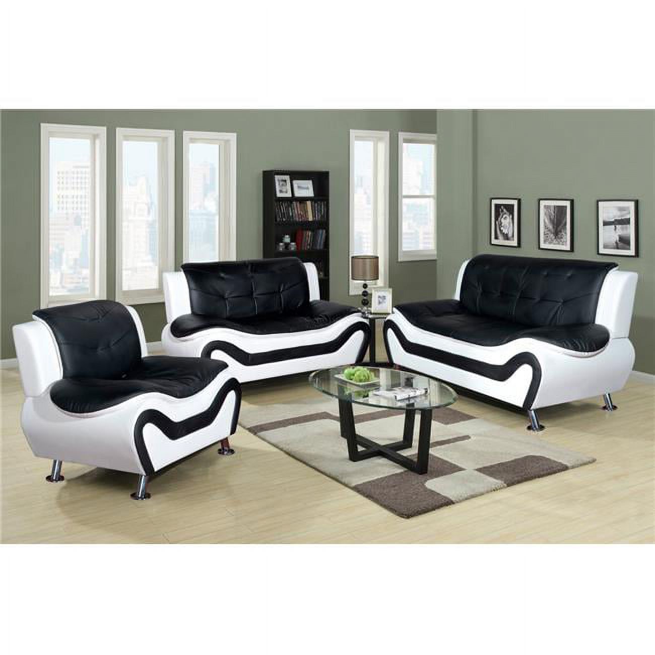 Black & White 3 Piece Sofa Set X528