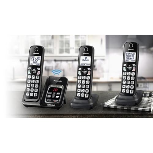 Metallic Black Cordless Phone System with 3 Handsets X839