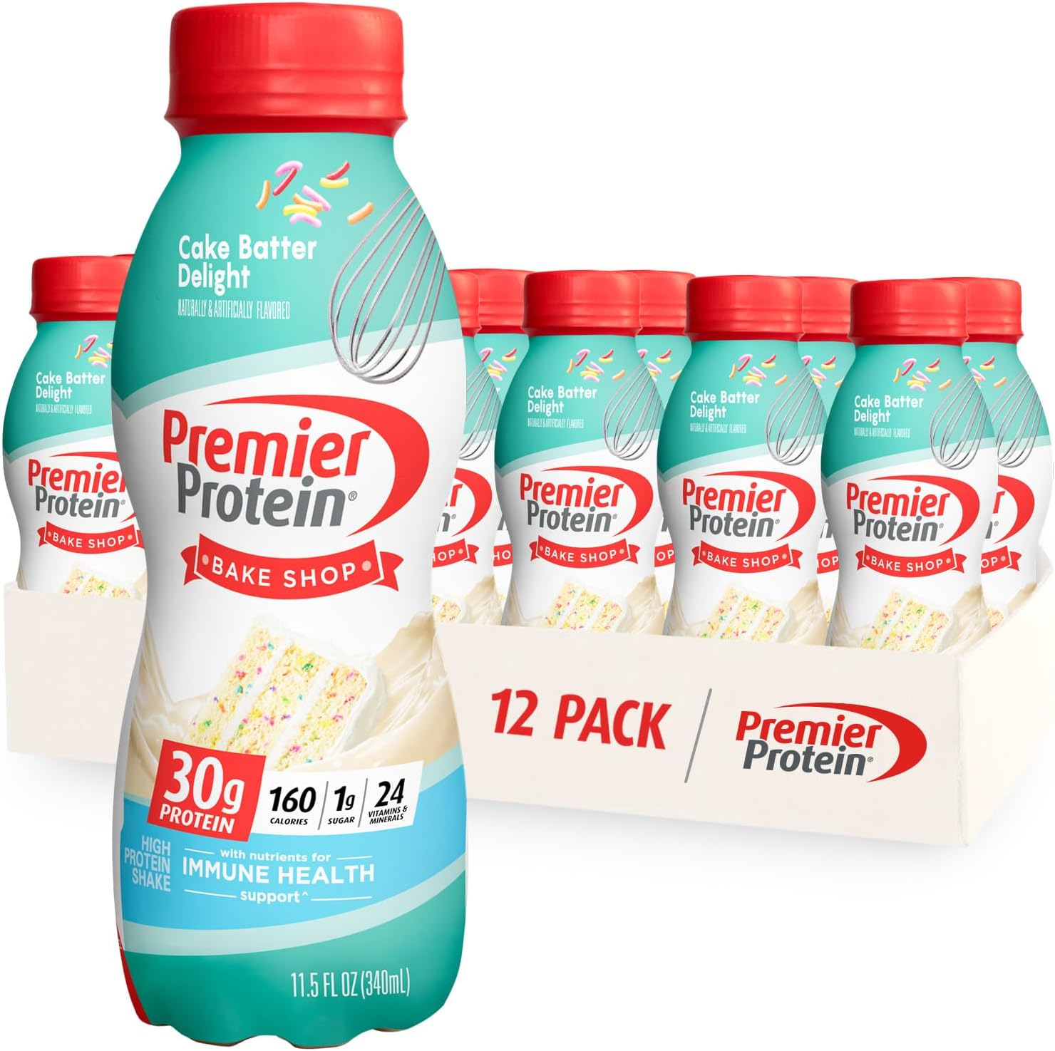 Bananas & Cream and Cake Batter Flavors 30g Protein 1g Sugar 24 Vitamins & Minerals 12 and 12 Count Protein Shake X862