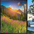23.6 inch by 35.4 inch Window Film Privacy One Way Abstract Flower Green Glass Sticker L262