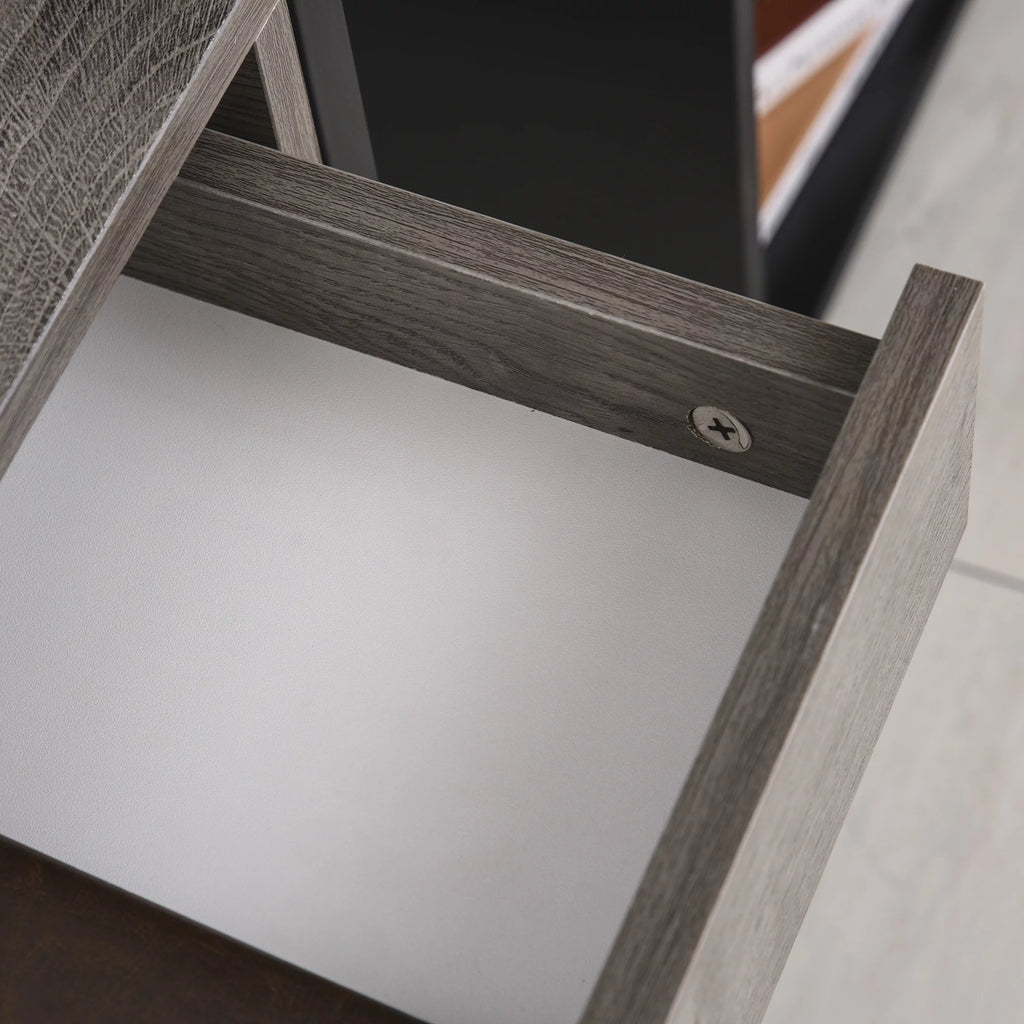 Grey Industrial End Table with Drawer and Bottom Shelf V2777