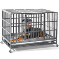 48 inch Heavy Duty Dog Crate with Double Door and Wheels D247892