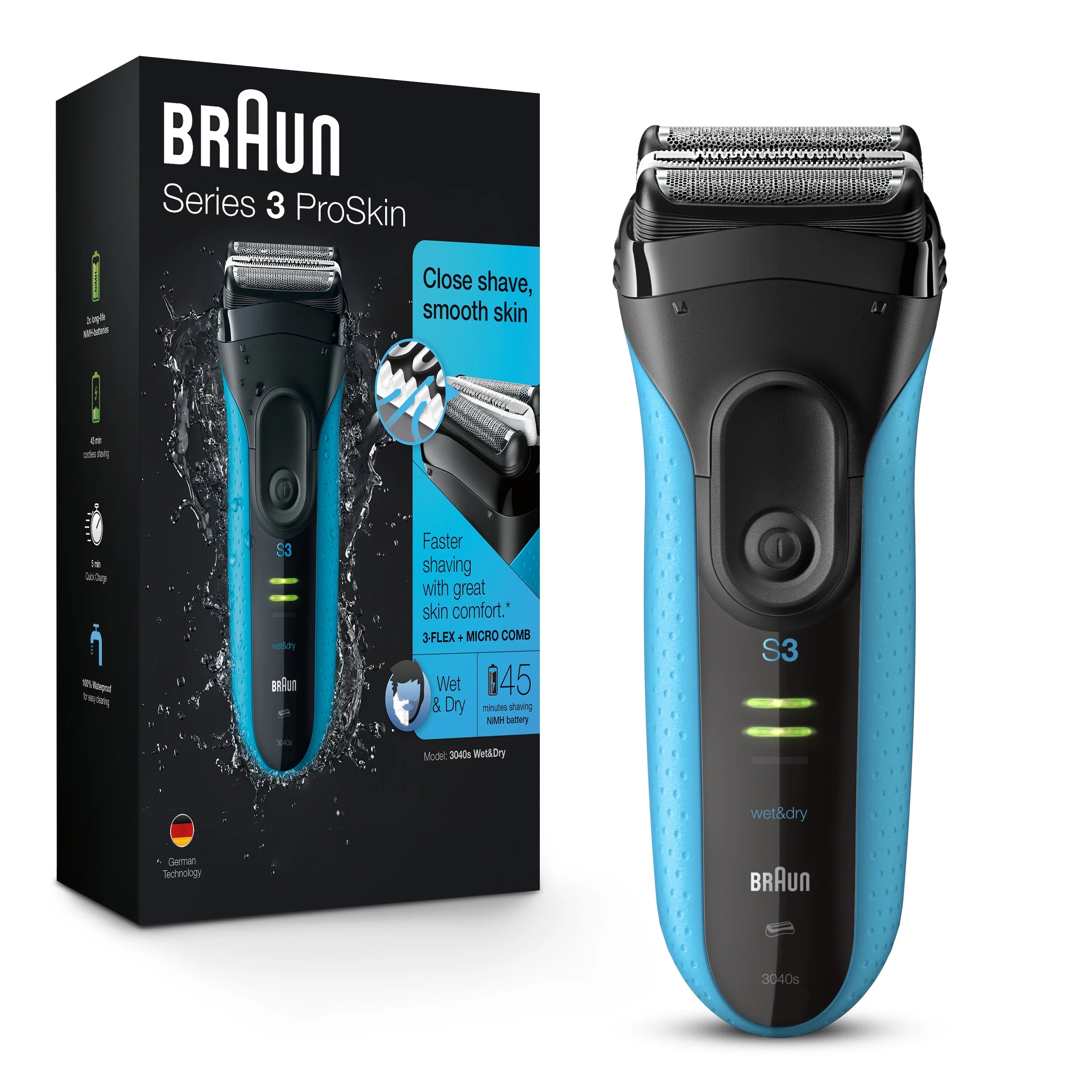 Rechargeable Wet Dry Electric Shaver with Precision Trimmer V645791