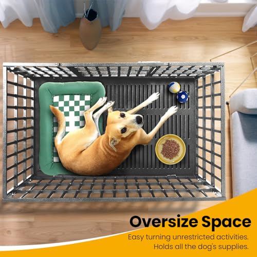 48 inch Heavy Duty Dog Crate with Double Door and Wheels D247892