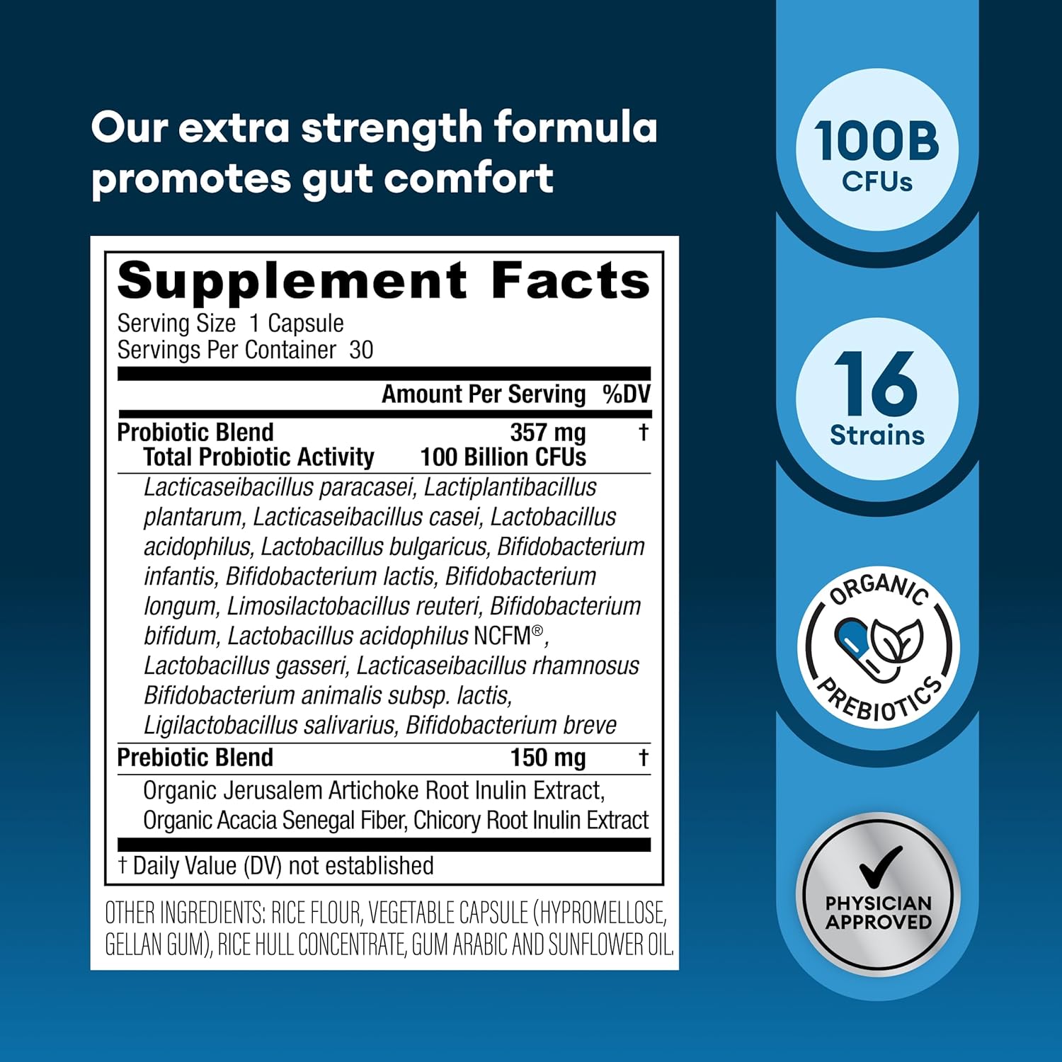 100 Billion Advanced Probiotic with Organic Prebiotics J6675