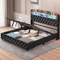 King Size Upholstered Storage Bed Frame with LED Lights A8668