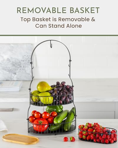 3 Tier Bamboo Fruit Basket with Removable Baskets A68788