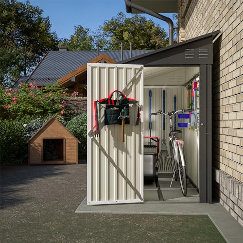 Black Heavy-Duty Outdoor Metal Storage Shed with Floor Base T474