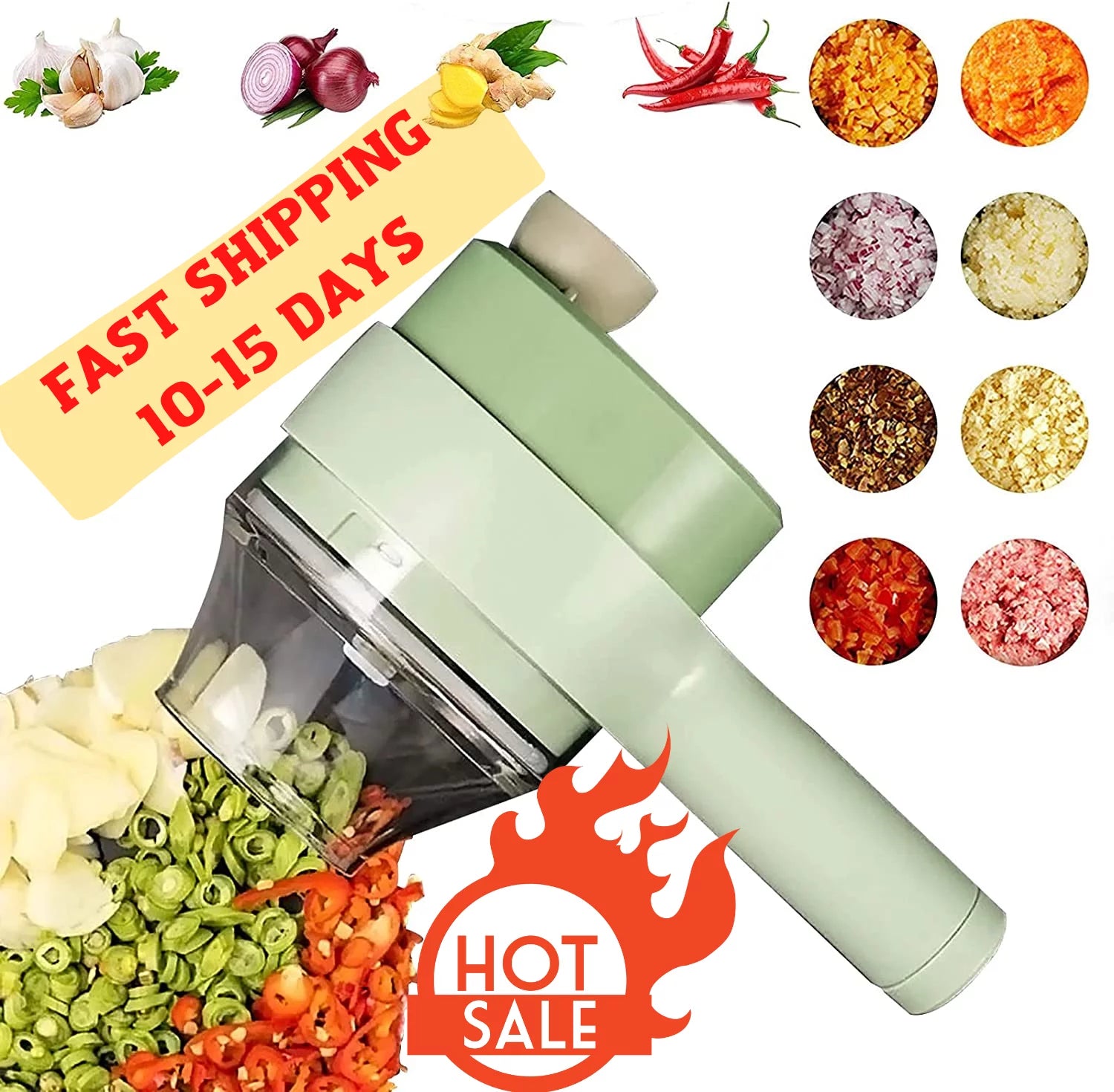 4 in 1 Mini Handheld Electric Vegetable Cutter Set Wireless Food Chopper Grinder Food Processor W111