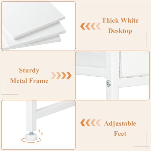 White Compact Vanity Desk with Mirror and Drawers V6579