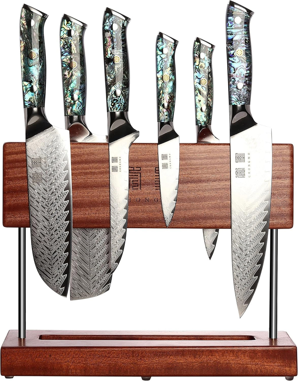 7 Piece VG10 Damascus Steel Kitchen Knife Set with Magnetic Knife Holder A472403