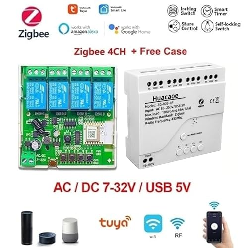 Zigbee 4CH DC7-32V USB 5V Relay Smart Switch Module I5329