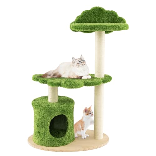Multi-level Modern Wood Cat Tree with Sisal Scratching Posts C606