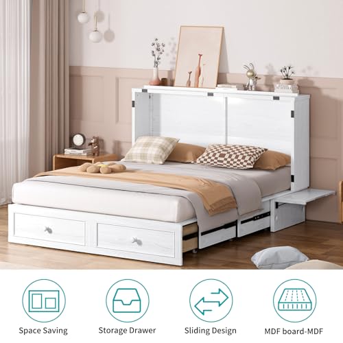 Queen Cabinet Cube Chest Bed with Tri-fold Mattress Y422