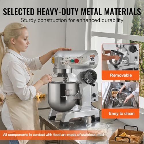 Commercial Food Mixer 10Qt Stainless Steel Bowl 450W 3 Speeds U411