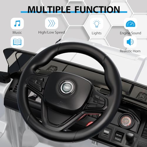 12V Kids Electric Ride on Truck Car with Remote Control, White M3309