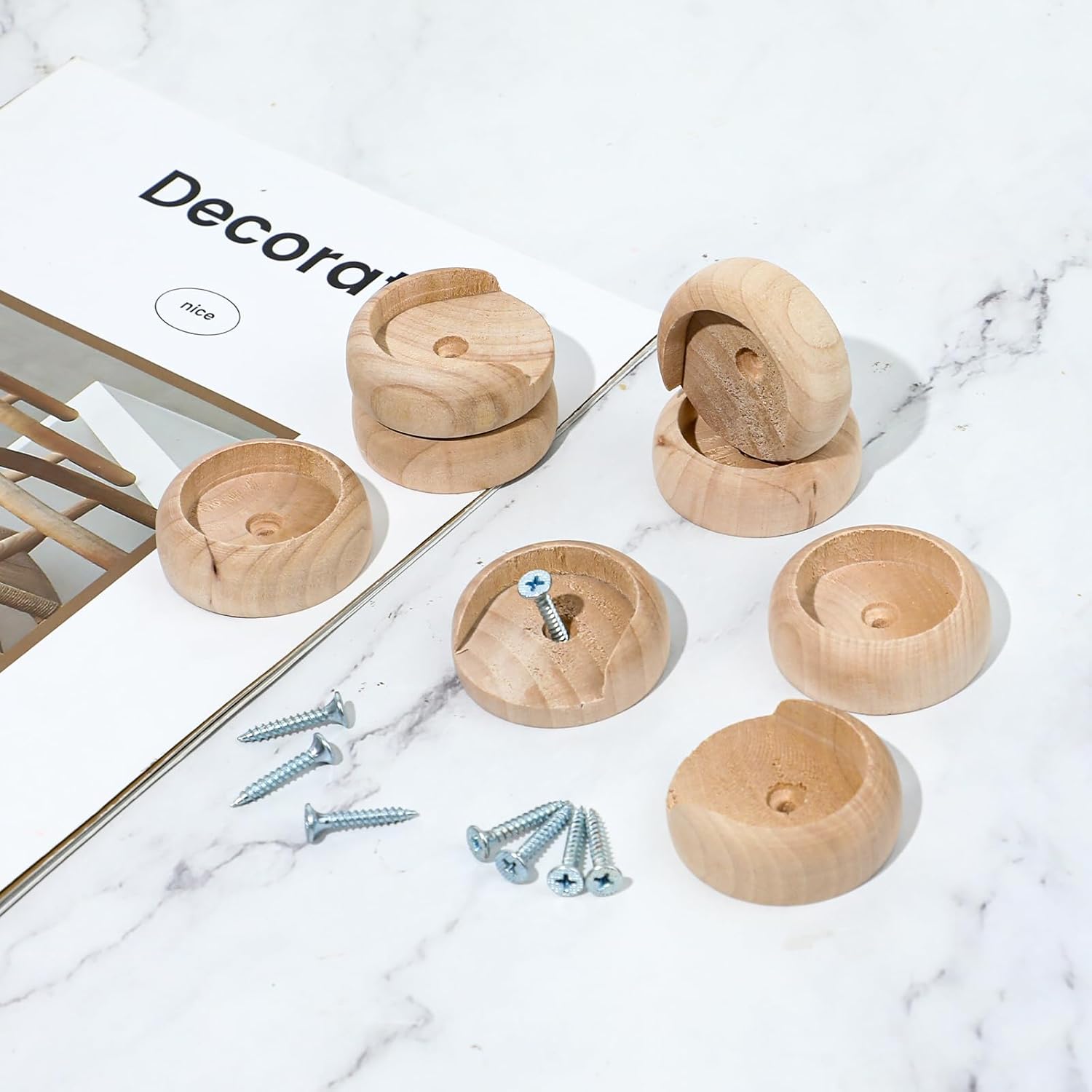 4 Sets Solid Wooden Closet Rod Holders with Screws Z81467