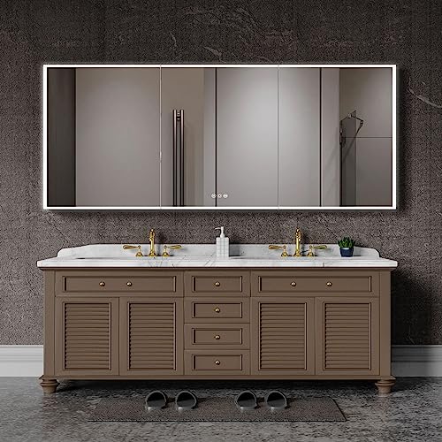 48”W x 30”H Wall Mounted LED Medicine Cabinet Mirror with Double Doors L485630