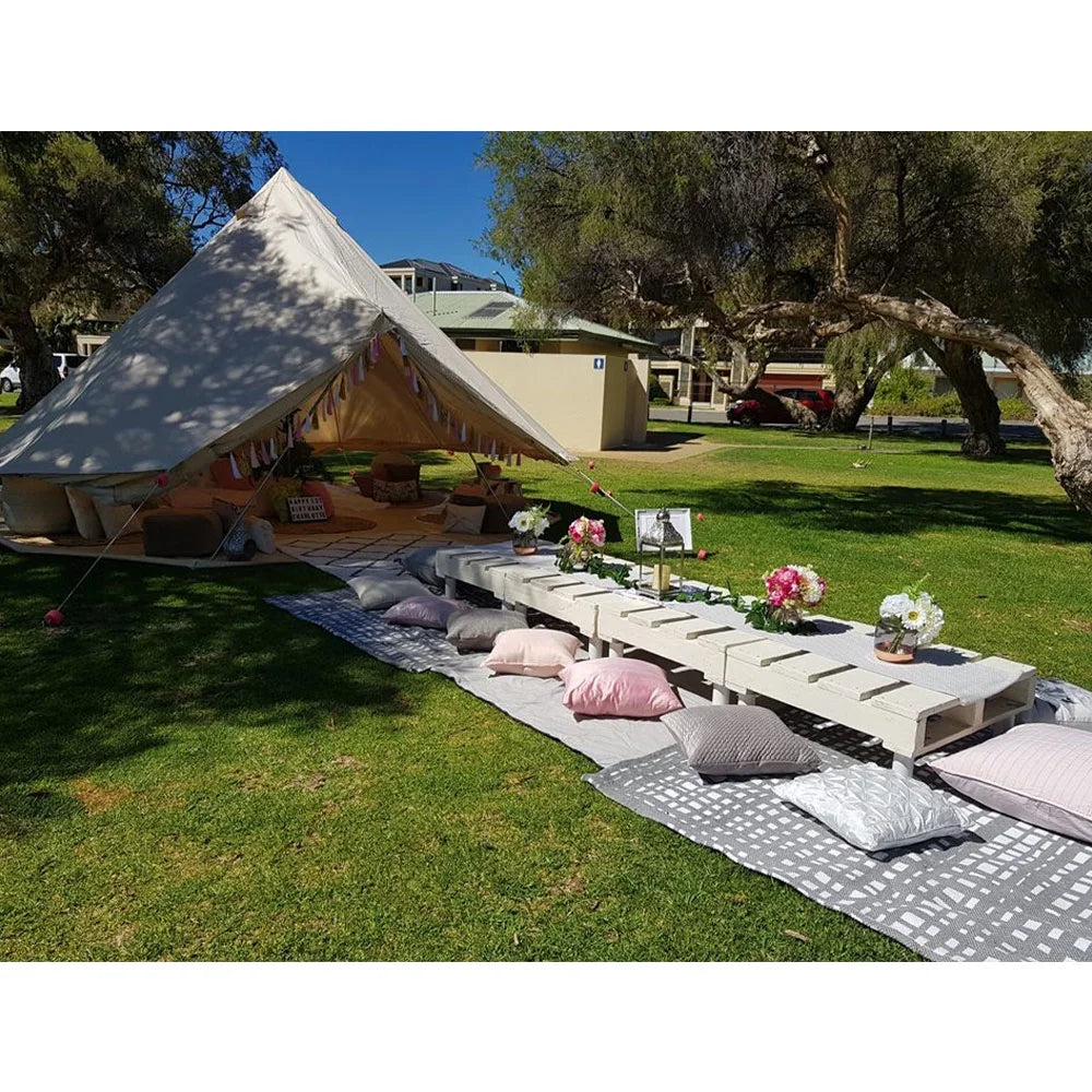 6M Double Door Bell Tent Waterproof Cotton Canvas Glamping Tent Yurt E764