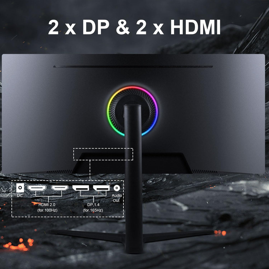 34" Curved WQHD 3440×1440 Gaming Monitor 165Hz 1ms 1500R HDR 10 100% sRGB PC Screen R153818