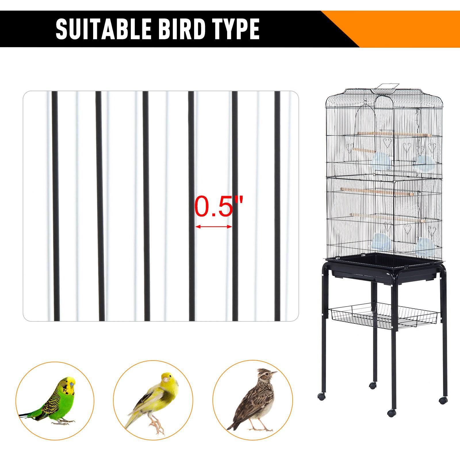 Black Metal Bird Cage with Rolling Stand N9743