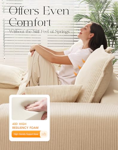Modular Sectional Sofa with L-Shape Chaise, Soft Corduroy Black J979