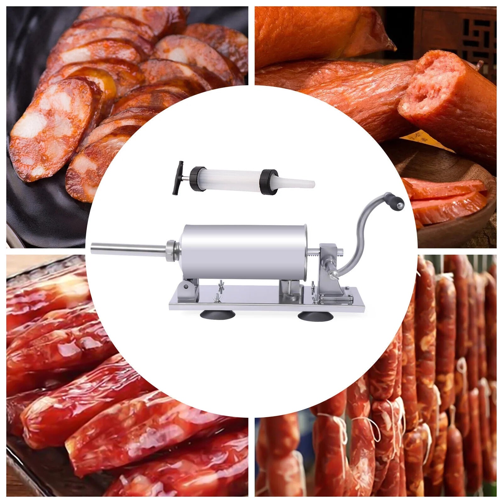 8LBS/4L Manual Stainless Steel Sausage Stuffer D347