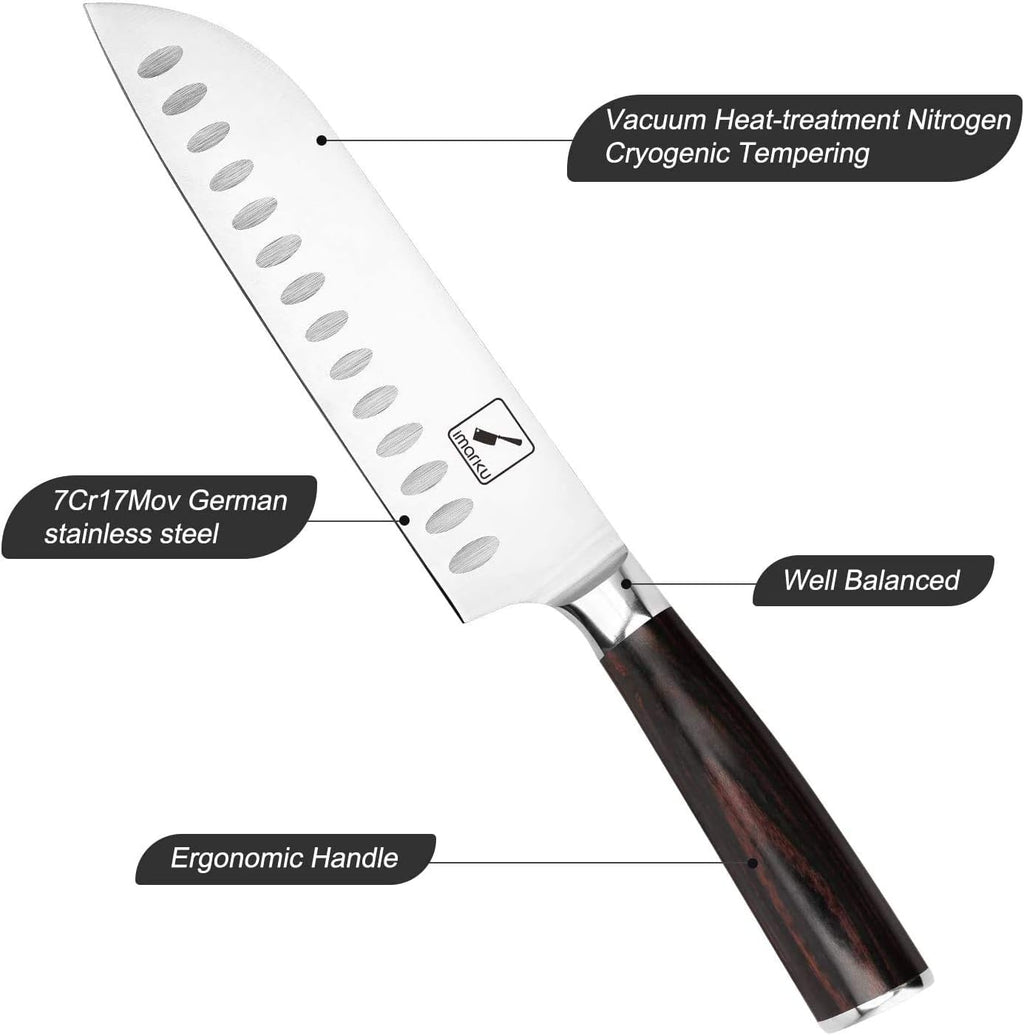 7 inch High Carbon Steel Santoku Knife and Cleaver R8031