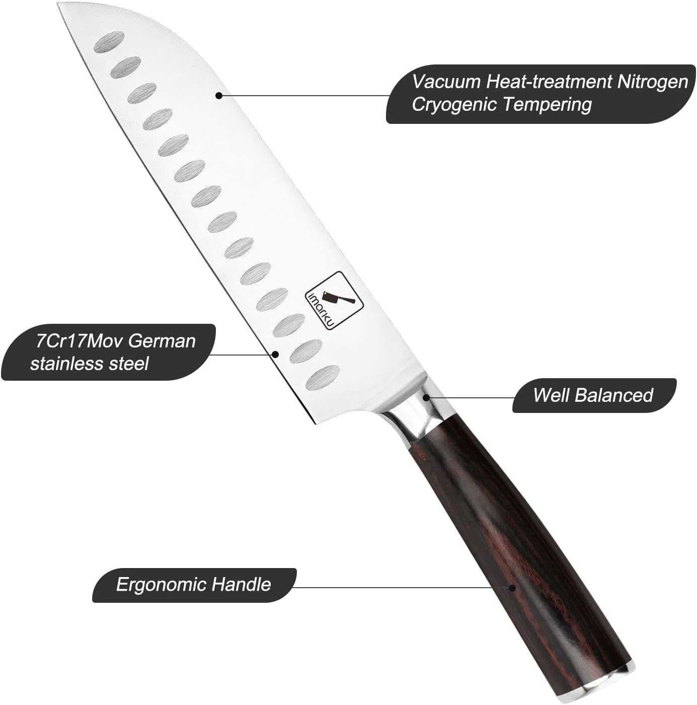 7 inch High Carbon Steel Santoku Knife and Cleaver R8031