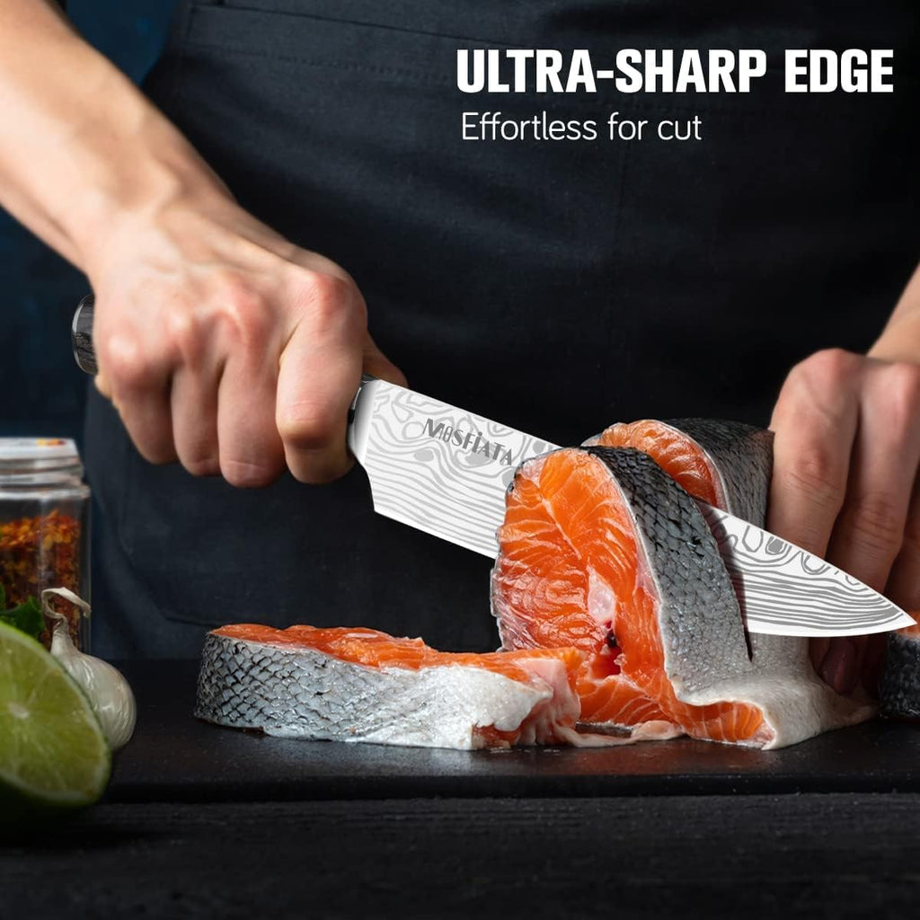 3 PCS German High Carbon Stainless Steel Chef Knife Set with Magnetic Knife Block A367368