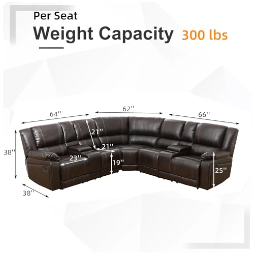 Leather L-Shaped Reclining Sectional Sofa with Chaise V8981