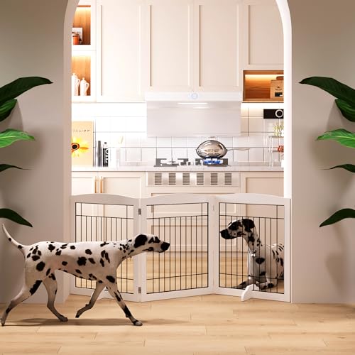 White 72" Extra Wide 30" Tall Wooden Dog Gate R692