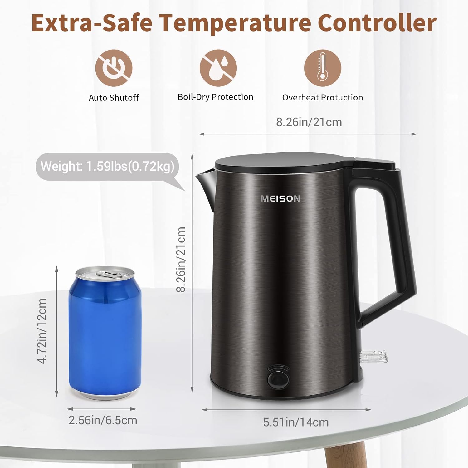 Blue 1.0L Double Wall Stainless Steel Electric Kettle X403535
