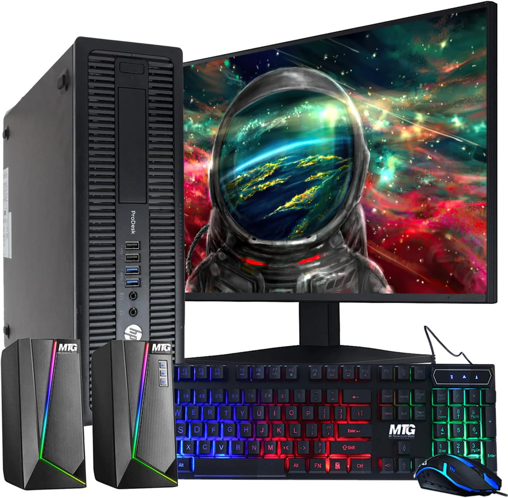 Desktop Computer PC, Intel Core i7 4th Gen, 16GB RAM, 1TB HDD, 22 inch Monitor, RGB Speaker, Keyboard Mouse, WiFi Windows 10 Pro 64-Bit (Renewed) P67021