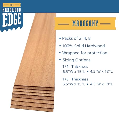 Mahogany Hardwood Planks 4-Pack 1/8’’ (3mm) 100% Pure Hardwood A644489