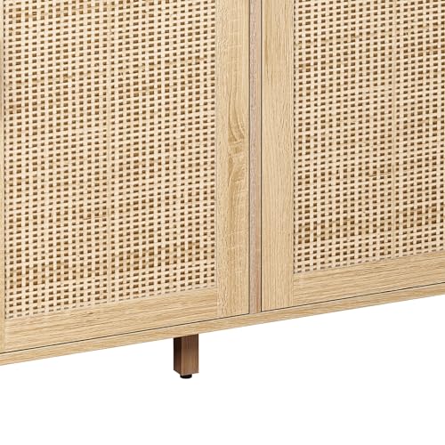 Natural Sideboard Cabinet with 4 Rattan Doors J561587