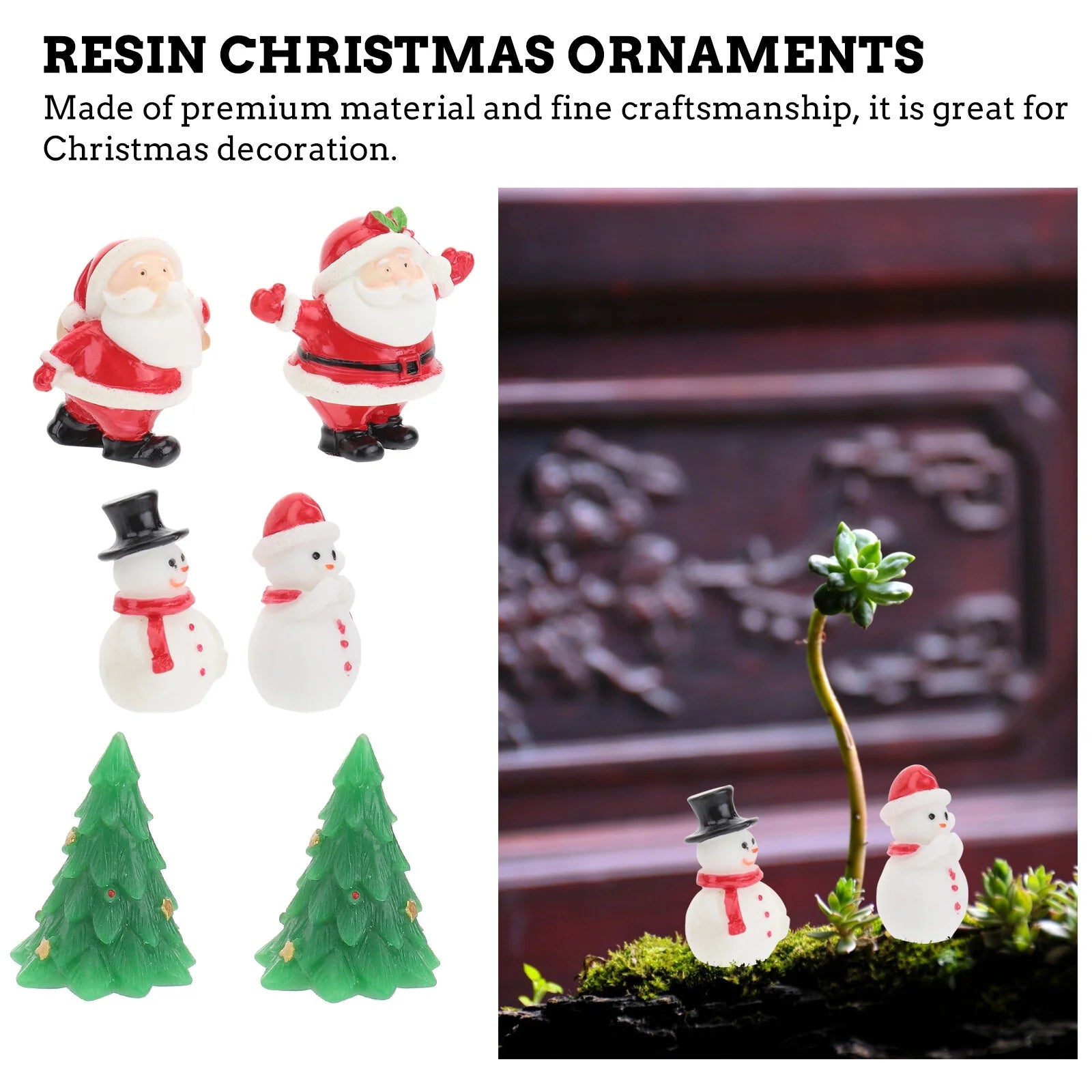 8pcs Mini Resin Snowman Elk Figurines P55601