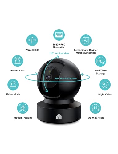 1080p HD Smart Security Camera with Night Vision, White D407